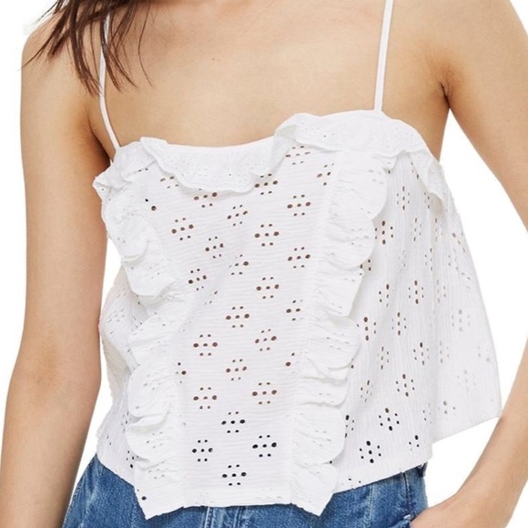 Topshop Tops - Topshop Broderie Trim Camisole Top